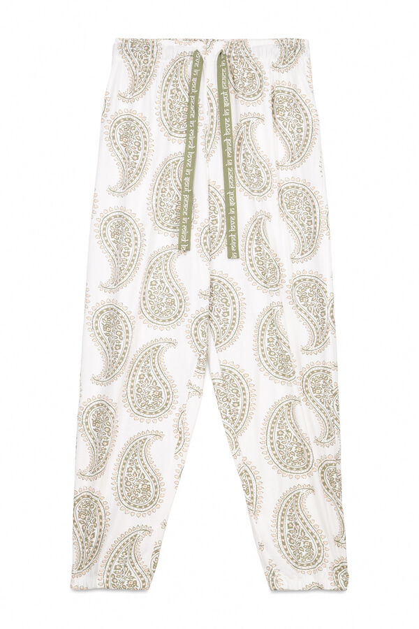 Women'secret Calça comprida 100% algodão paisley  bege