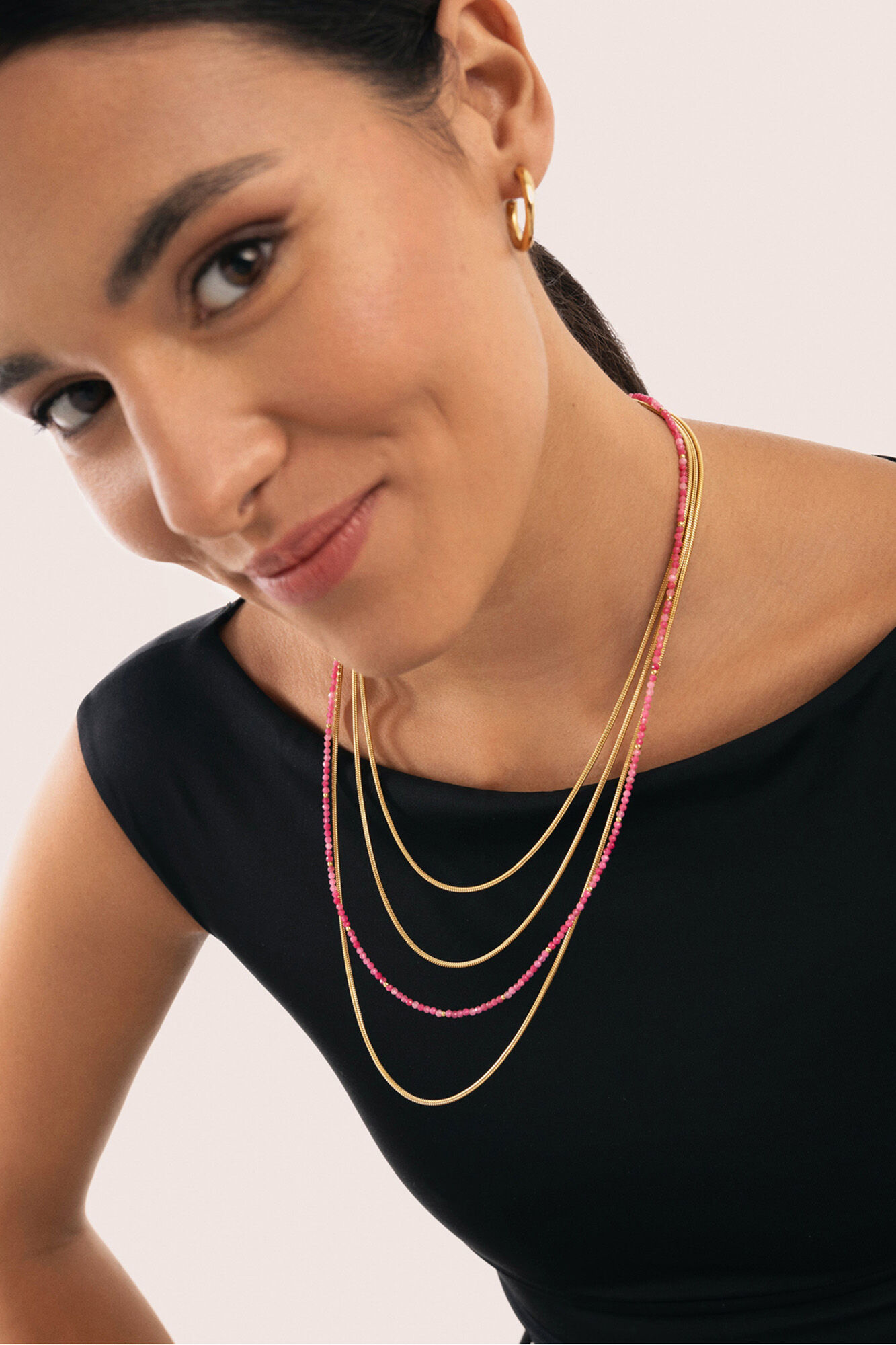 Singularu Collar Cleopatra Pink Acero Ba&ntilde;o Oro