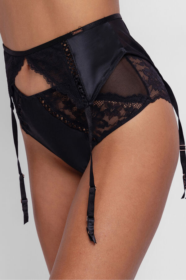 Dorina Liguero satinado encaje negro Lyra negro