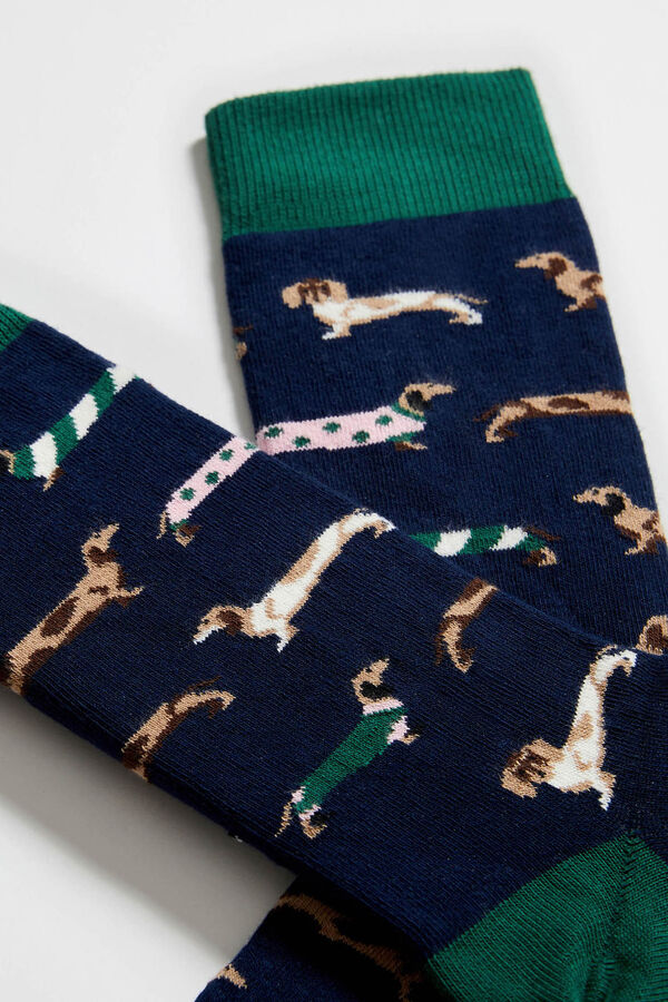 Besocks Meias altas de algod&atilde;o org&acirc;nico cor azul-marinho azul