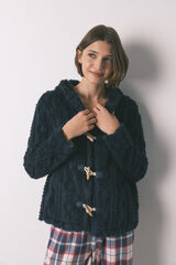 Women'secret Robe curto polar com capuz suave azul azul