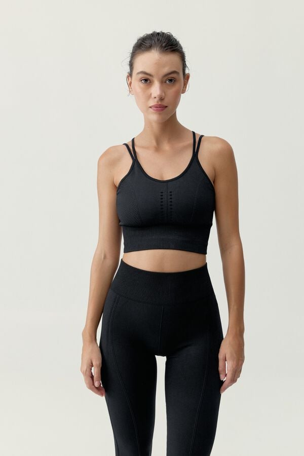 Born Living Yoga Top &Iacute;ndia preto preto