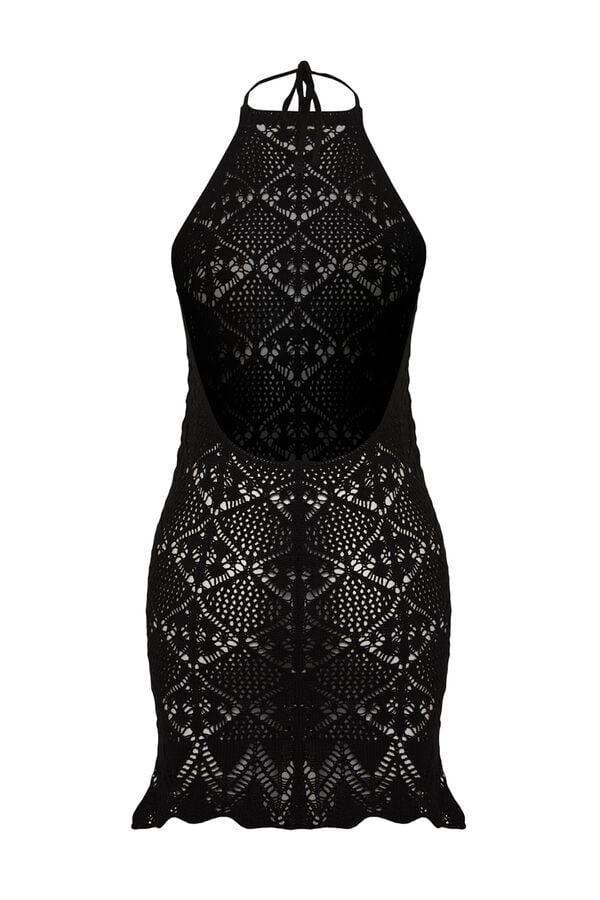 Trendyol Vestido mini ajustado gola halter preto