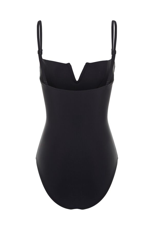 Trendyol Fato de banho de corte reto feminino preto