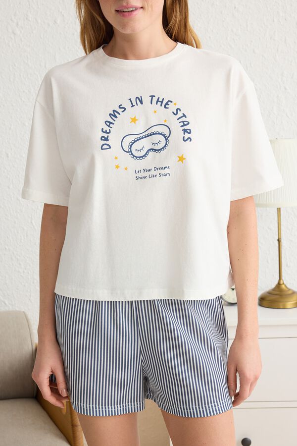 Trendyol Conjunto de pijama curto &agrave;s riscas estampado