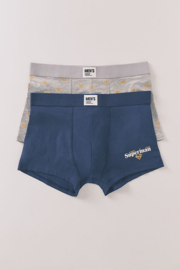 Women'secret Pacote de 2 boxers cinza do Superman cinzento