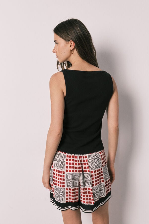 Women'secret Conjunto top y falda pantal&oacute;n negro