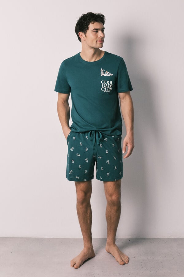 Women'secret Pijama curto de homem em 100% algod&atilde;o Bugs Bunny verde