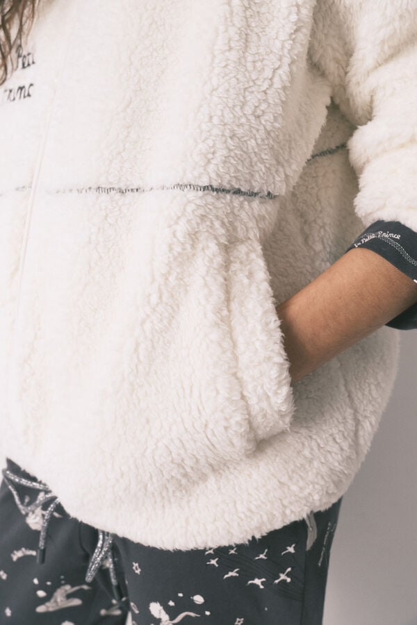 Women'secret Robe curta estampado O Principezinho em sherpa branca branco