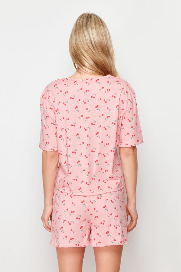 Trendyol Conjunto de pijama curto cerejas estampado