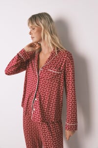 Women'secret Pijama camiseiro com estampado de coração vermelho
