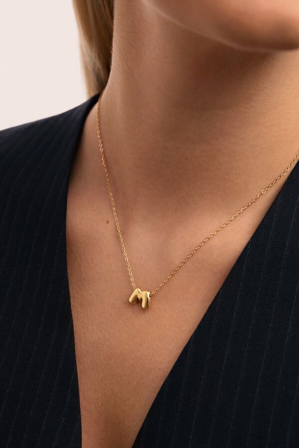 Singularu Colar Hailey Letter em A&ccedil;o Dourado estampado