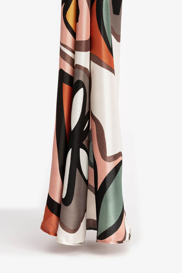 Vilanova Pa&ntilde;uelo de raso estampado marr&oacute;n