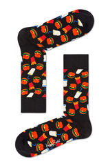 Happy Socks Meias com hambúrguer preto