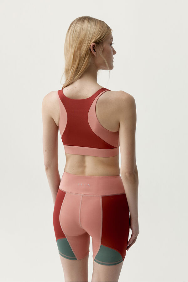 Born Living Yoga Top desportivo Darana vermelho coral/verde estampado