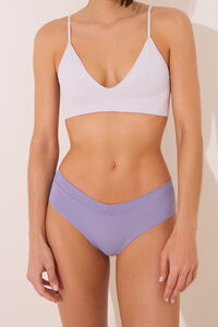 Women'secret Cueca brasileira larga com franzido roxo