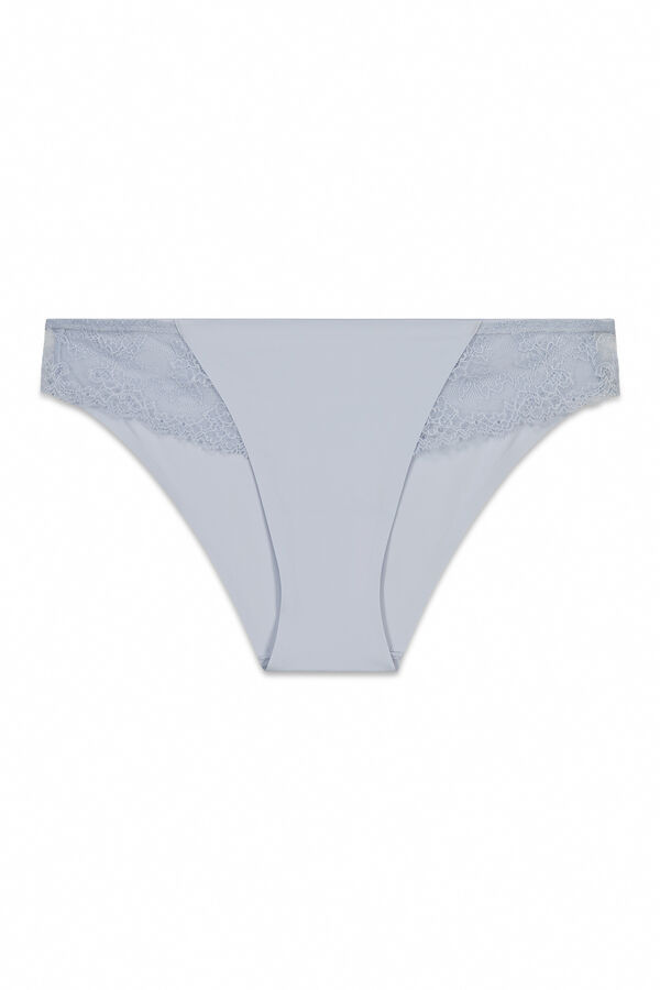 Women'secret Braga cl&aacute;sica microfibra y encaje azul azul