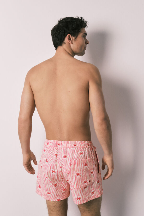 Women'secret Fato de banho de homem estampado riscas e caranguejos borgonha