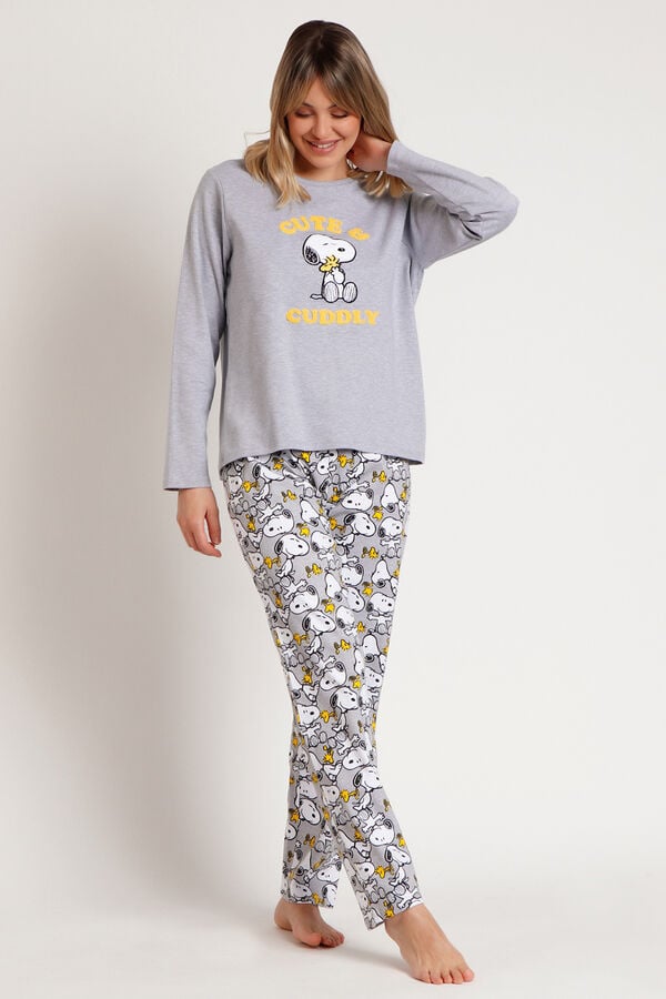 Admas Pijama Feminino Engraçado do Snoopy cinzento