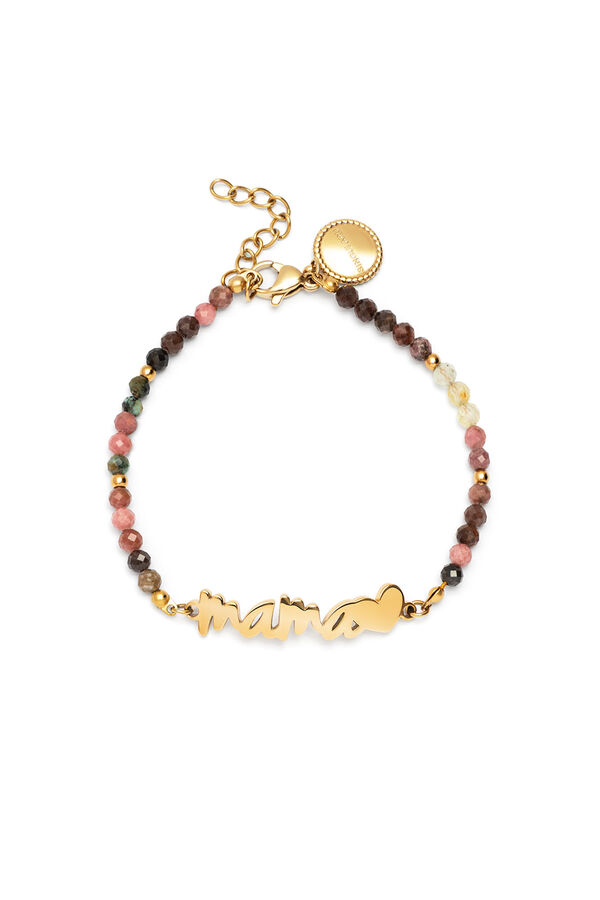 Singularu Mom Heart Tourmaline Bracelet Gold Plated Steel printed