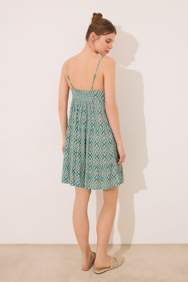 Women'secret Vestido curto estampado geométrico verde