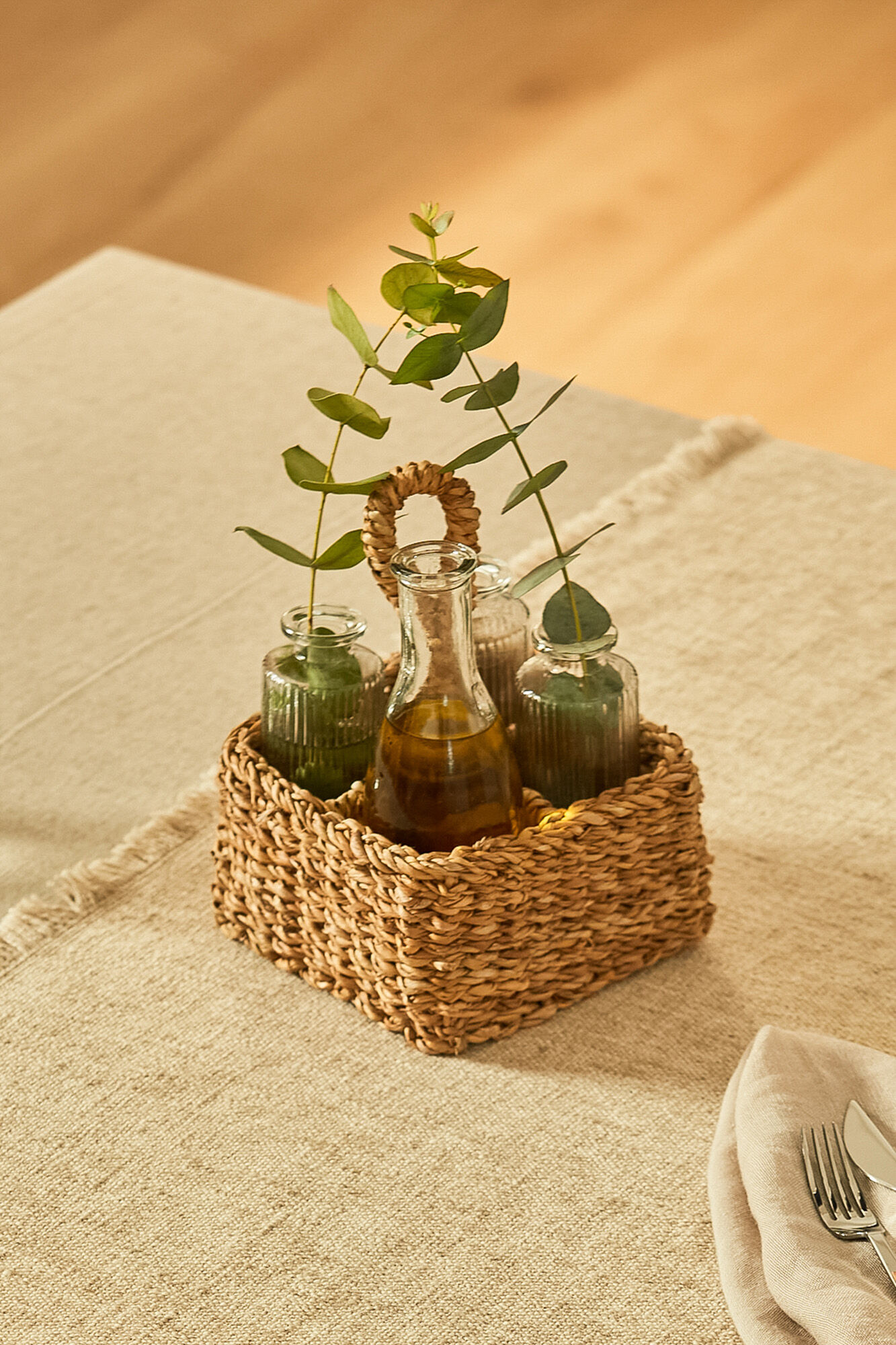 Calma House Cesto de piquenique Braid 16x16x9 Natural