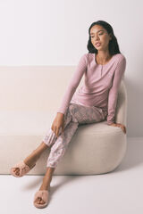 Women'secret Pijama largo algodón estampado floral rosa rosa