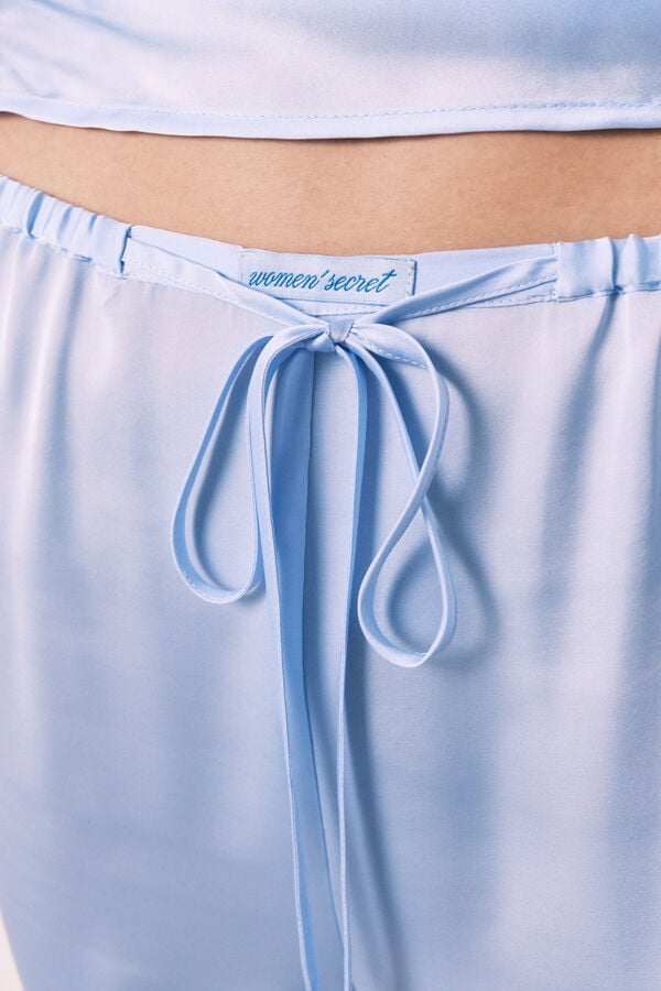 Women'secret Pijama comprido em cetim azul azul