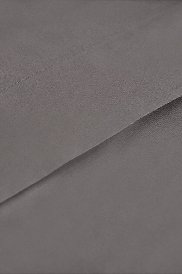 Textura Lençol algodão orgânico. Cama 80-90 cm. cinzento