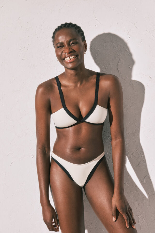 Women'secret Top biqu&iacute;ni triangular semi brilhante branco bege