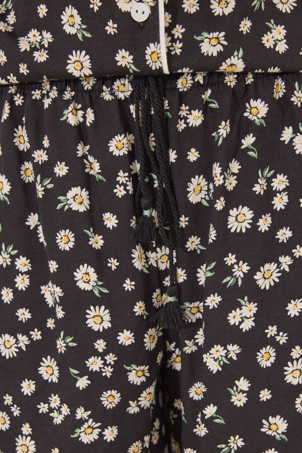 Women'secret Pijama camisero corto 100% algodón flores negro