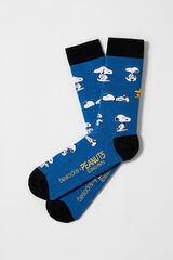Besocks Meias altas Snoopy em algod&atilde;o org&acirc;nico azul
