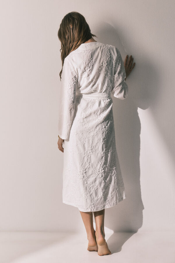 Women'secret Robe comprido cetim branco bege