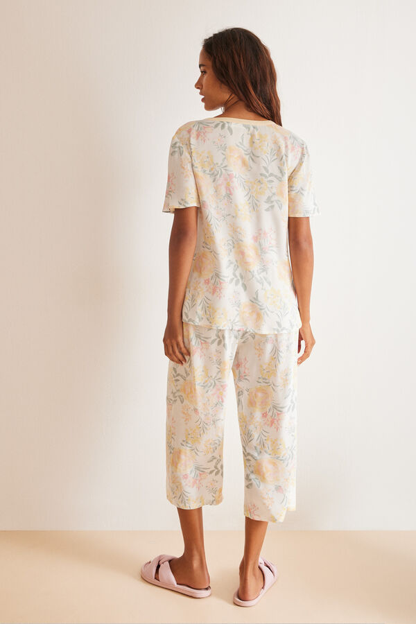 Womensecret Capri floral print pyjamas beige