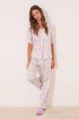 Women'secret Pijama comprido longo de viscose estampado branco