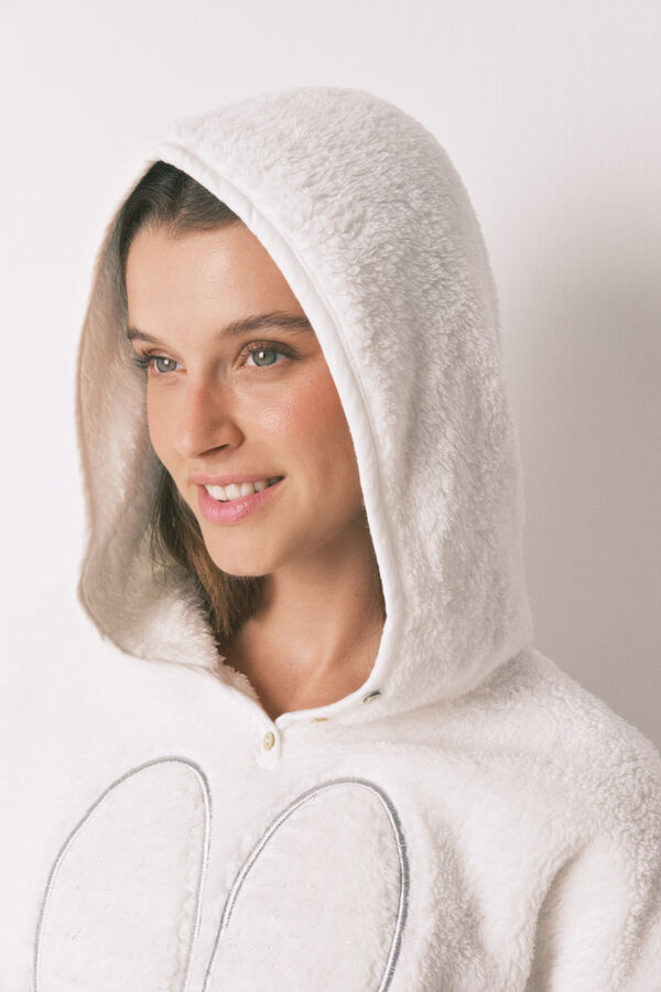 Women'secret Pijama comprido longo de polar com estampado animal da Miffy branco