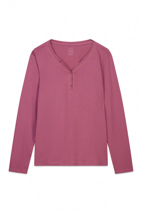 Women'secret T-shirt de manga comprida de algod&atilde;o escovado bord&ocirc; vermelho