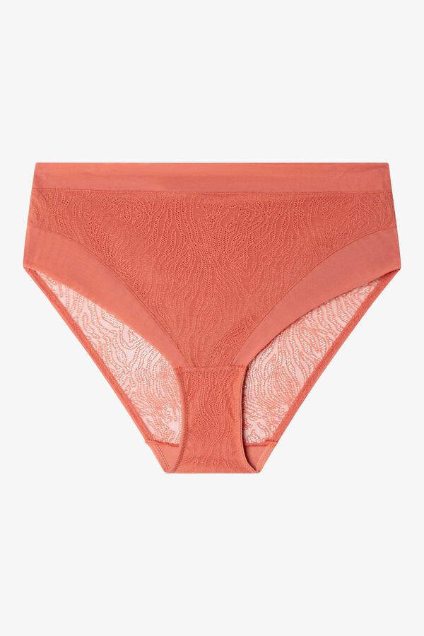 Gisela Cuequinha cintura alta em renda estampado animal vermelho