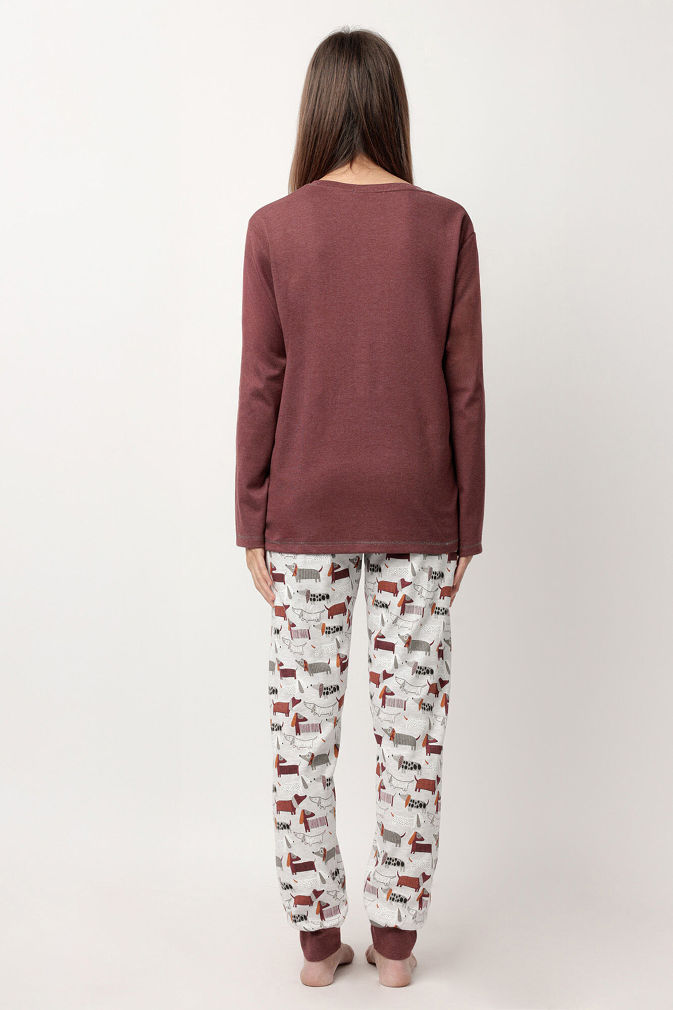 Admas Pijama comprido c&atilde;o salsicha para mulher