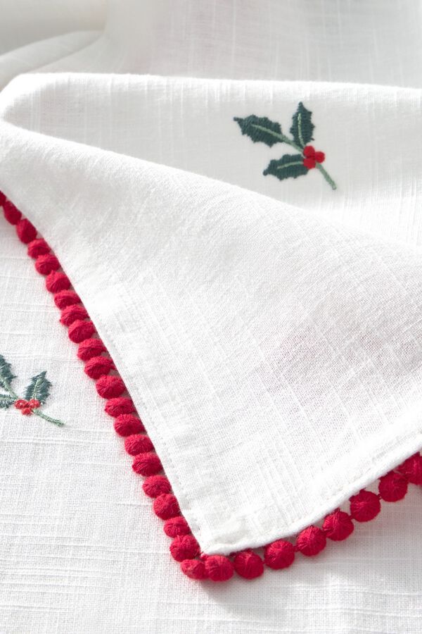 Textura Toalha de mesa bordada natal branco