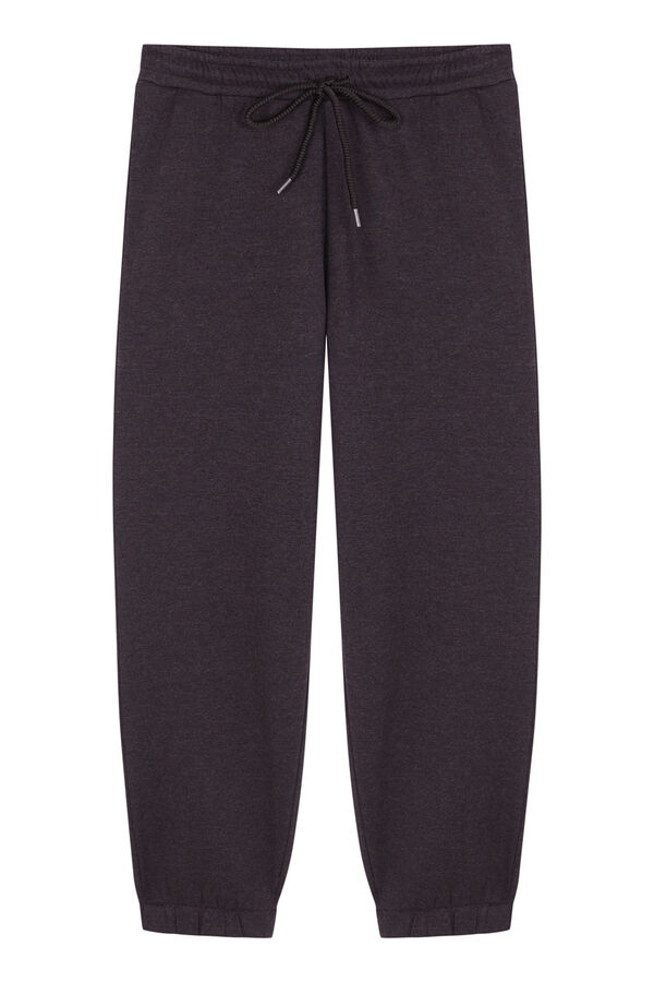 Women'secret Calça comprida cenoura em pelúcia fina cinza cinzento