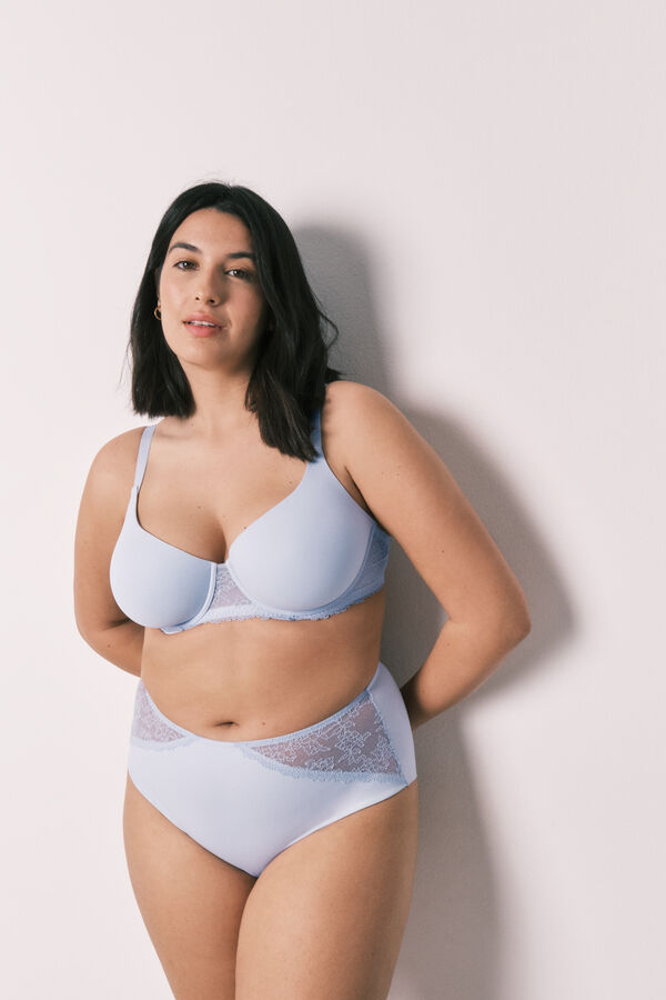 Women'secret Sujetador cl&aacute;sico microfibra y encaje azul BEAUTIFUL azul