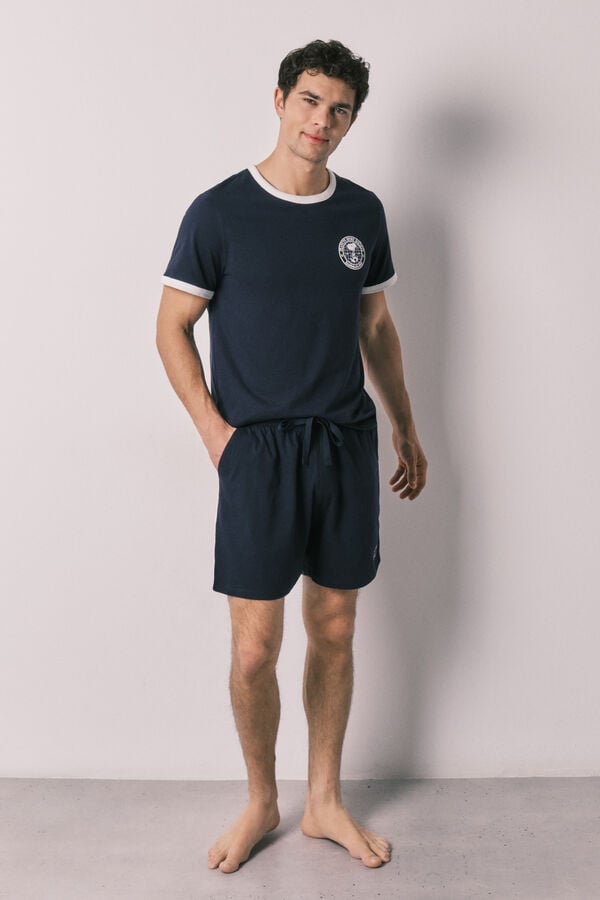 Women'secret Pijama curto de homem em 100% algod&atilde;o Snoopy azul