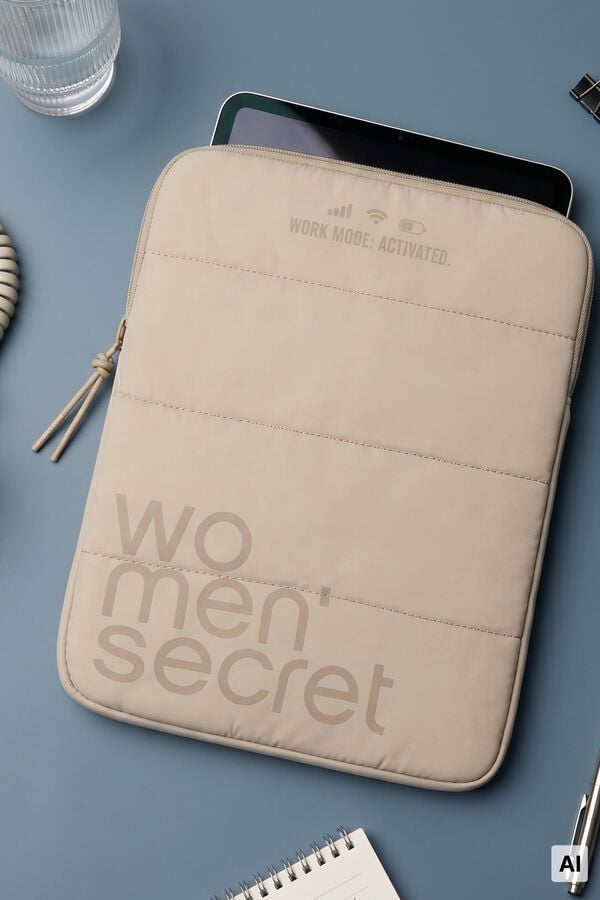 Women'secret Capa para tablet acolchoada bege cru