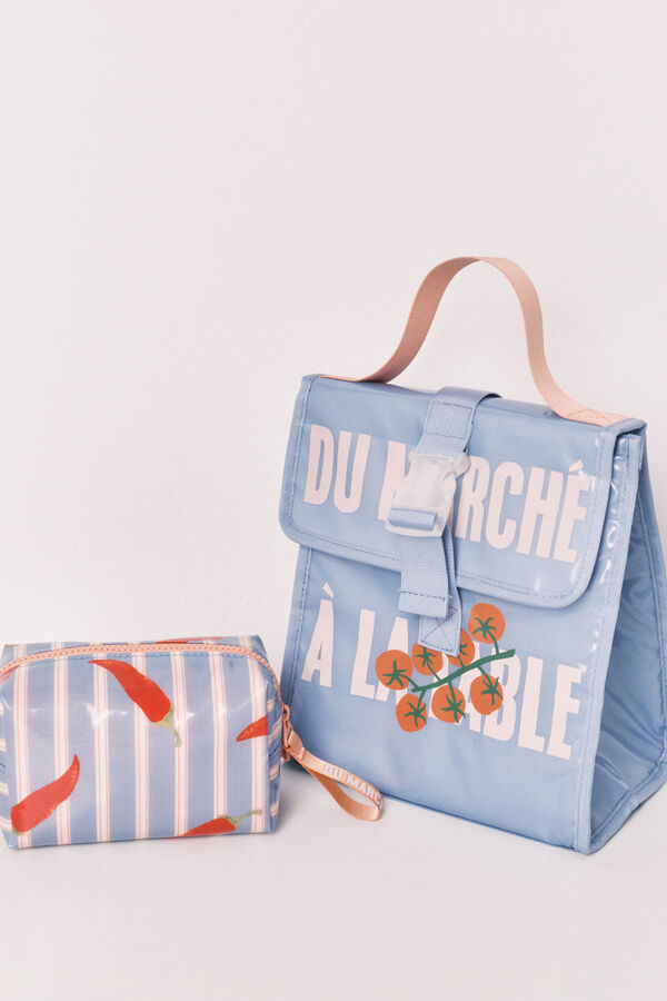 Women'secret Necessaire pequena imperme&aacute;vel estampado riscas azul