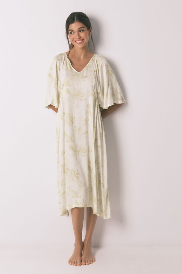 Women'secret Camisa de dormir comprida estampada manga larga estampado