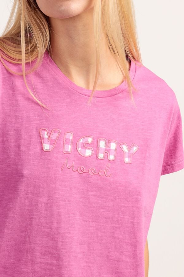 Admas Pijama curto de ver&atilde;o vichy mood rosa
