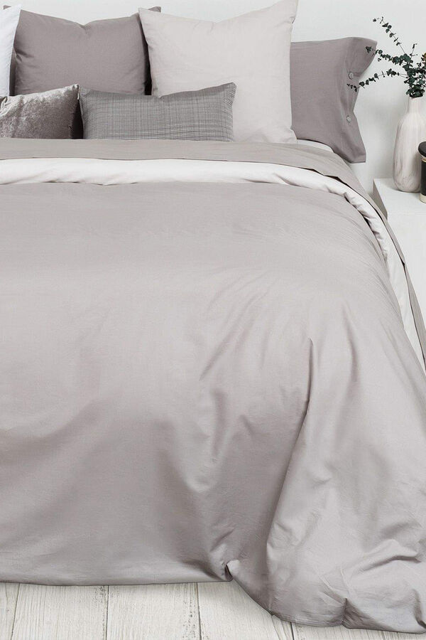 Textura Lençol algodão percal. Cama 180-200 cm. cinzento