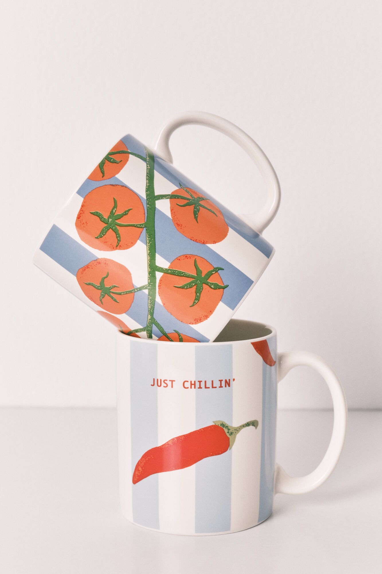 Women'secret Pack 2 canecas estampado riscas, malaguetas e tomates
