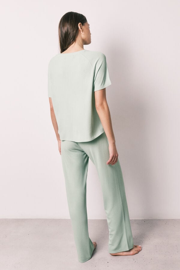 Women'secret Pijama capri em tecido waffle verde verde